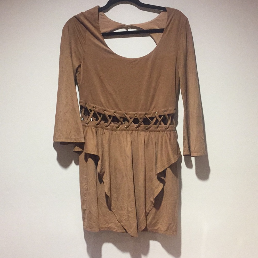 Melrose Boutique Faux Suede Bohemian Dress (Sm)